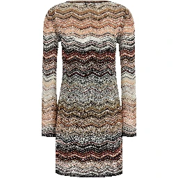 Brown Viscose Short Dress
