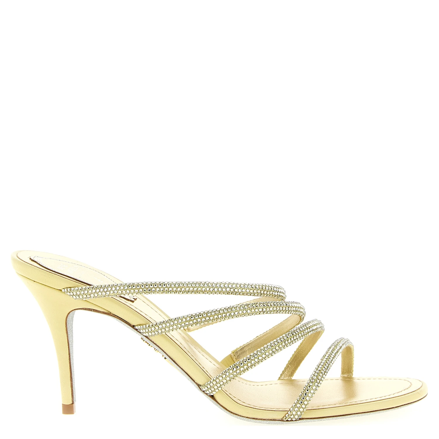 Gold Viscose Stiletto Heel Sandals