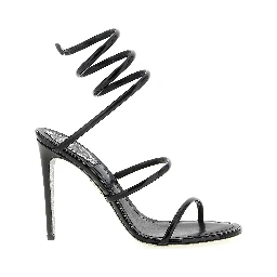 Black Calfskin Stiletto Heel Sandals
