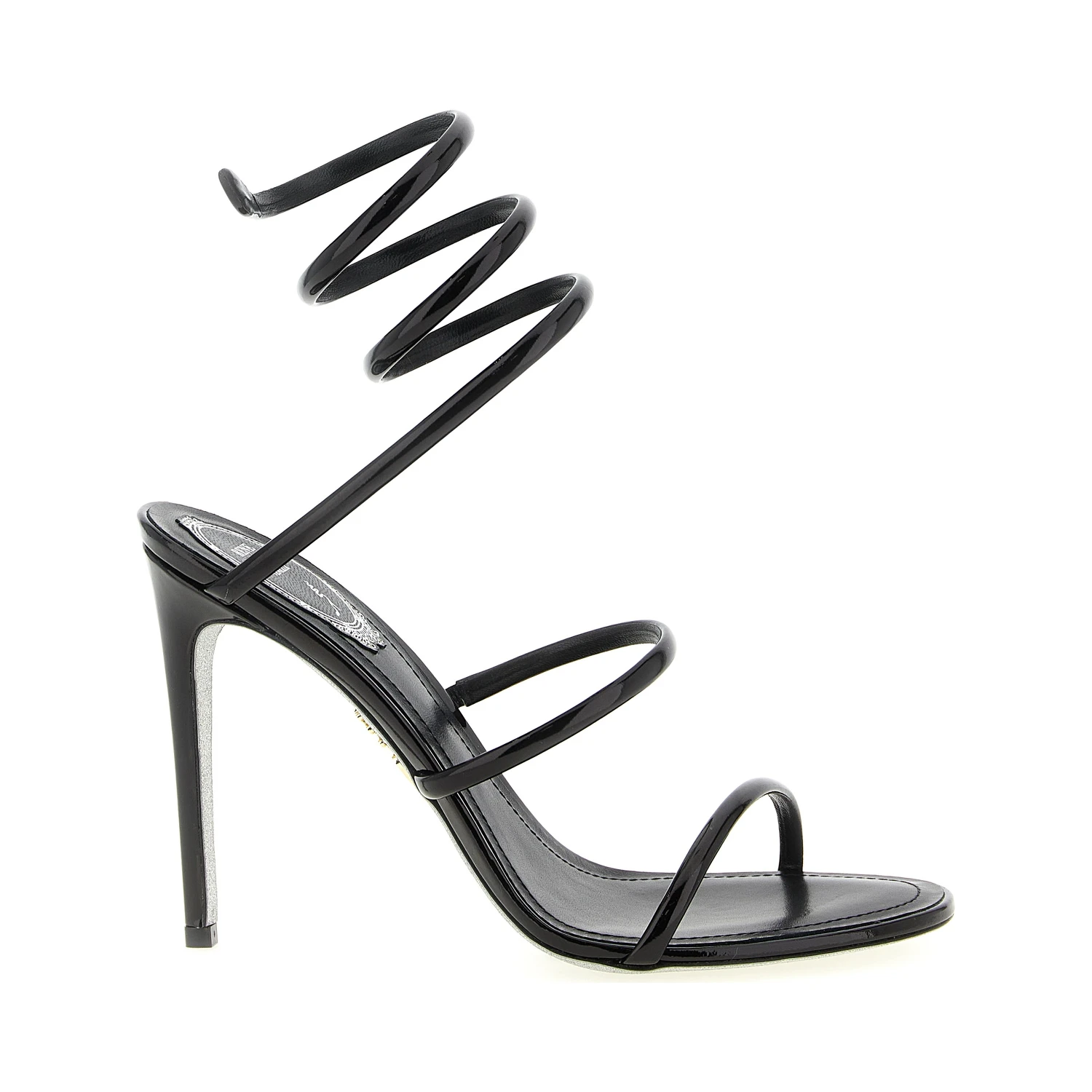 Black Calfskin Stiletto Heel Sandals