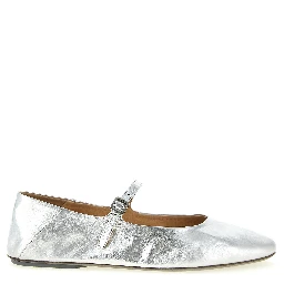 Silver Calfskin Ballet Flats