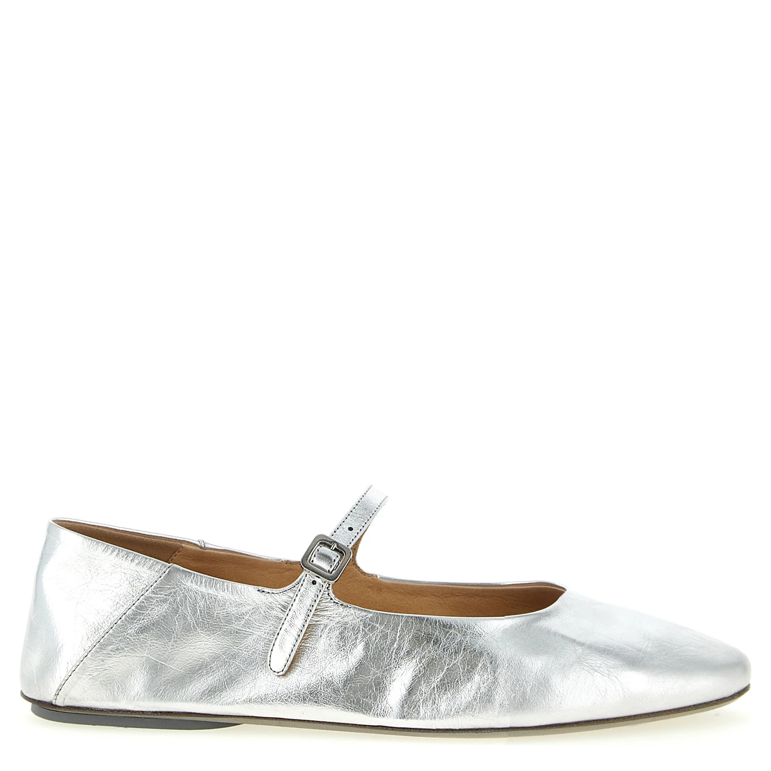 Silver Calfskin Ballet Flats