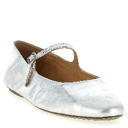 Silver Calfskin Ballet Flats
