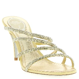 Gold Viscose Stiletto Heel Sandals