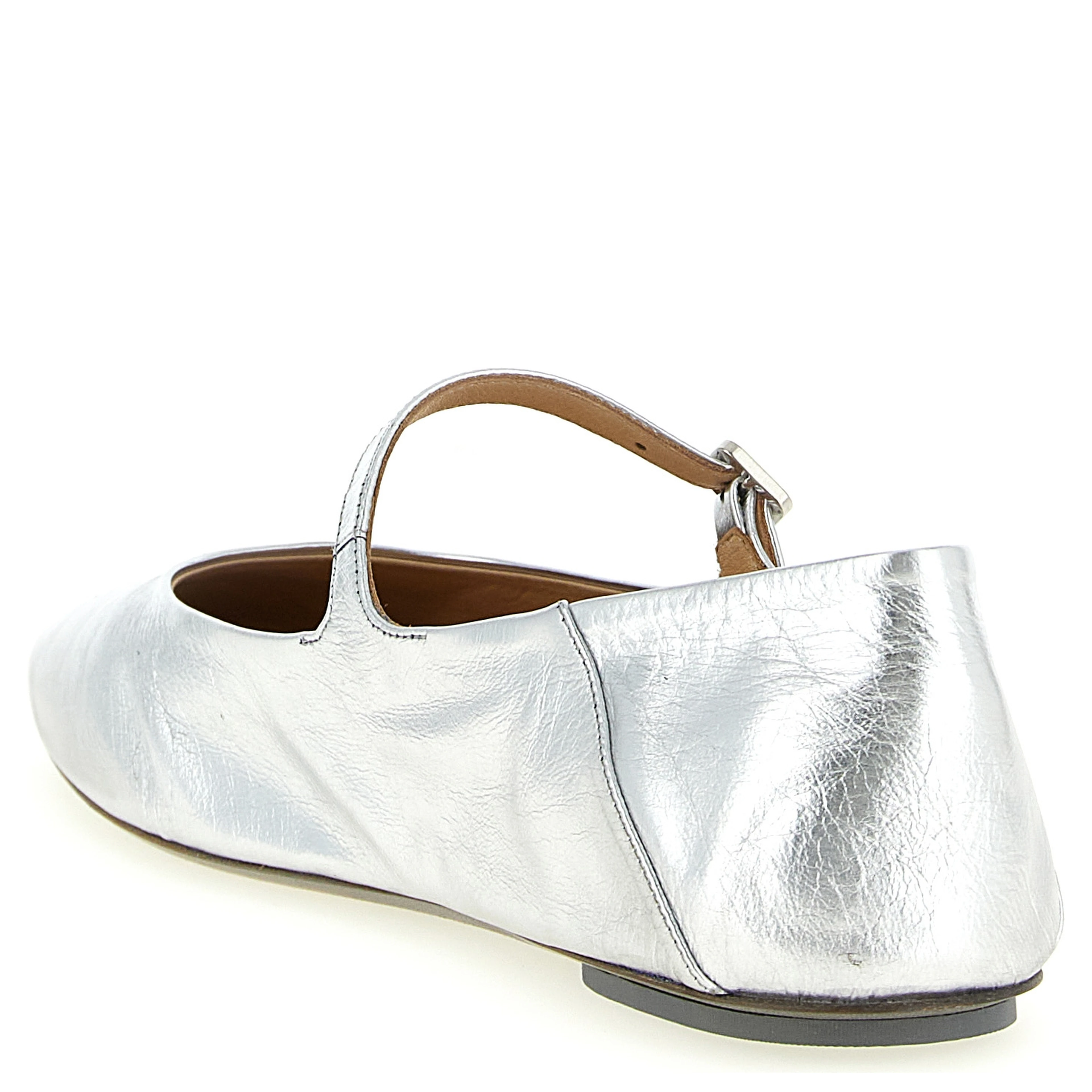 Silver Calfskin Ballet Flats