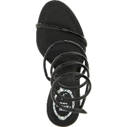 Black Calfskin Stiletto Heel Sandals