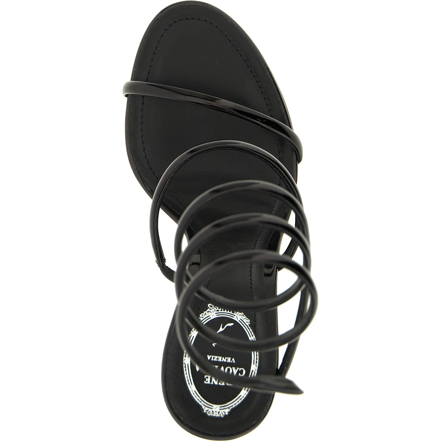 Black Calfskin Stiletto Heel Sandals