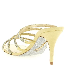 Gold Viscose Stiletto Heel Sandals