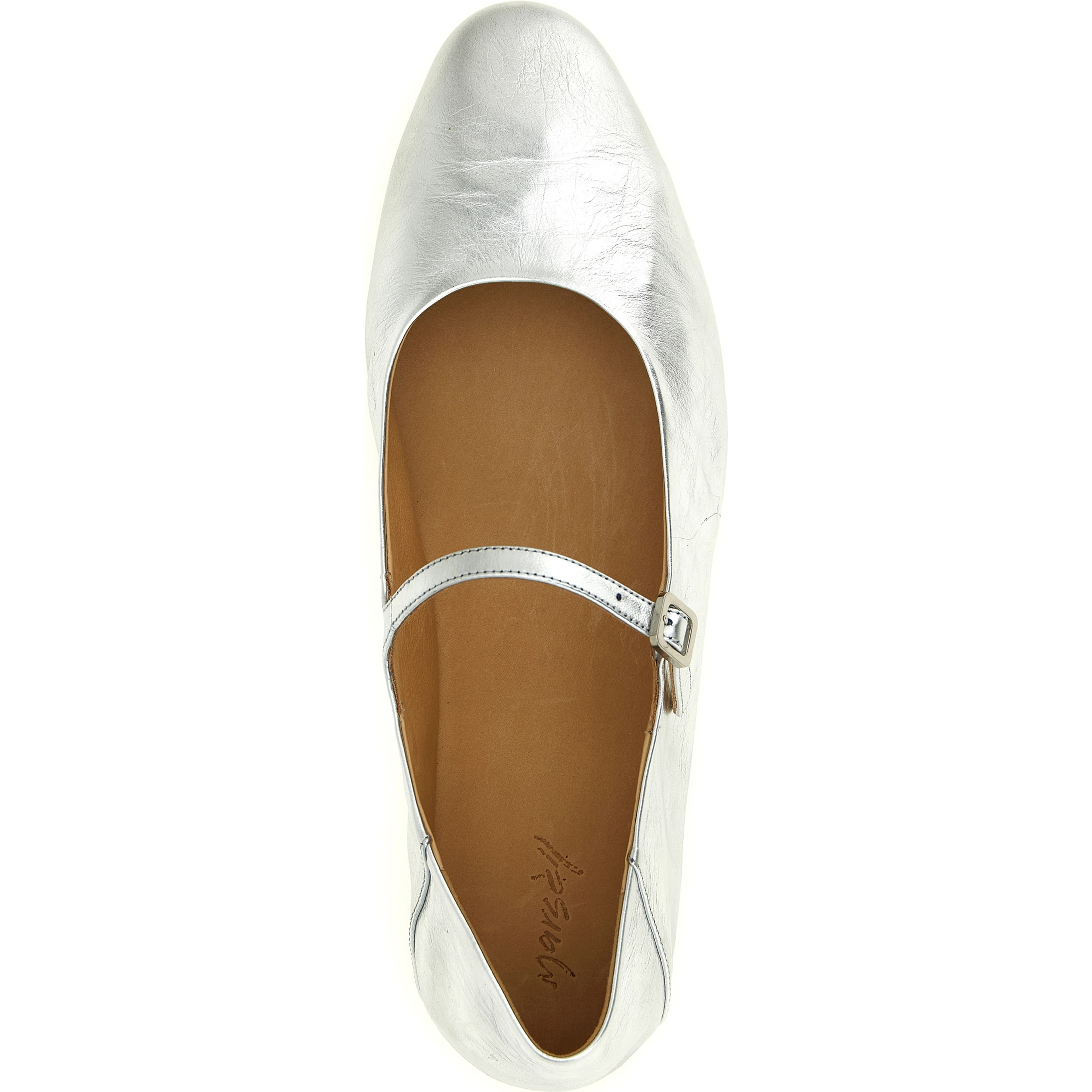 Silver Calfskin Ballet Flats