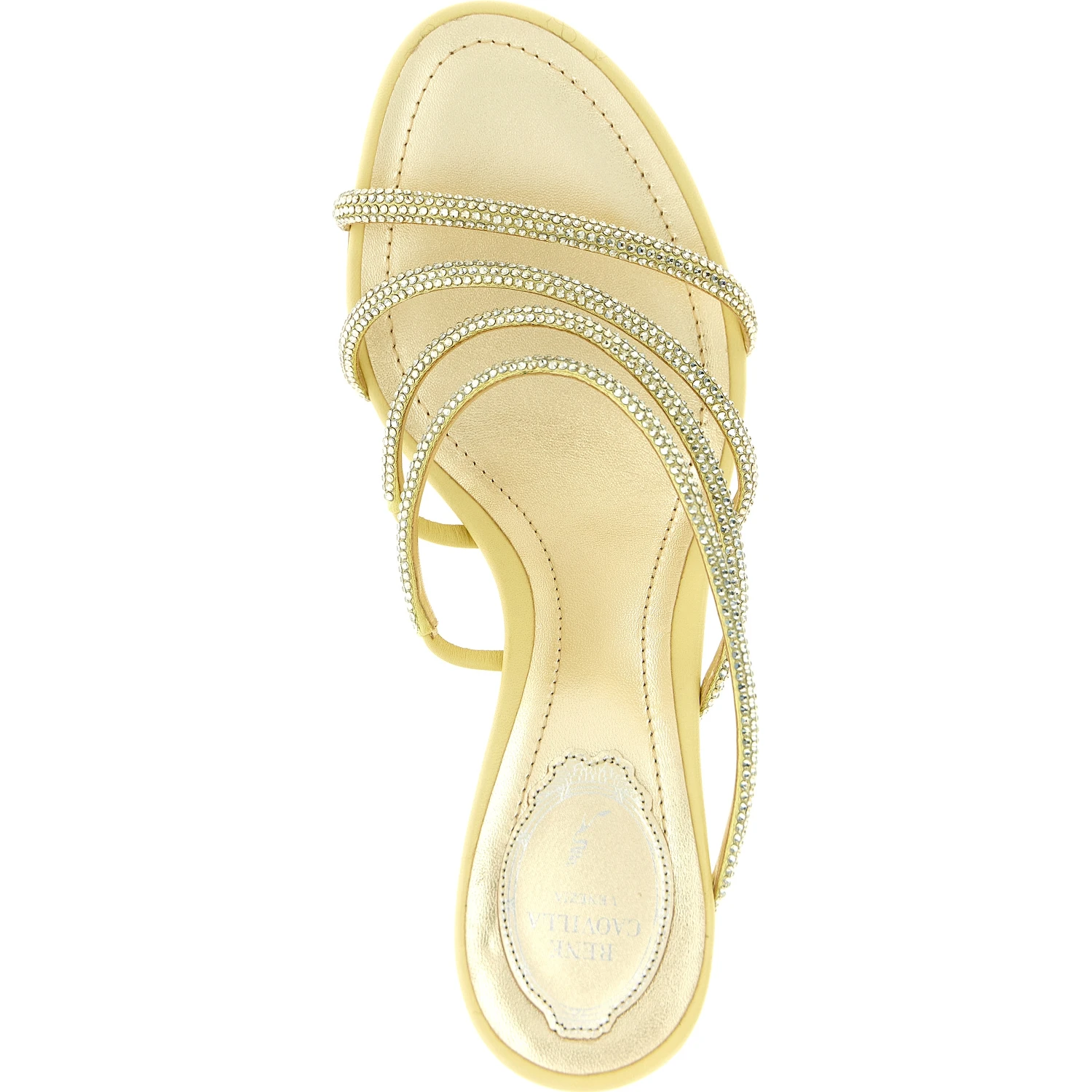Gold Viscose Stiletto Heel Sandals