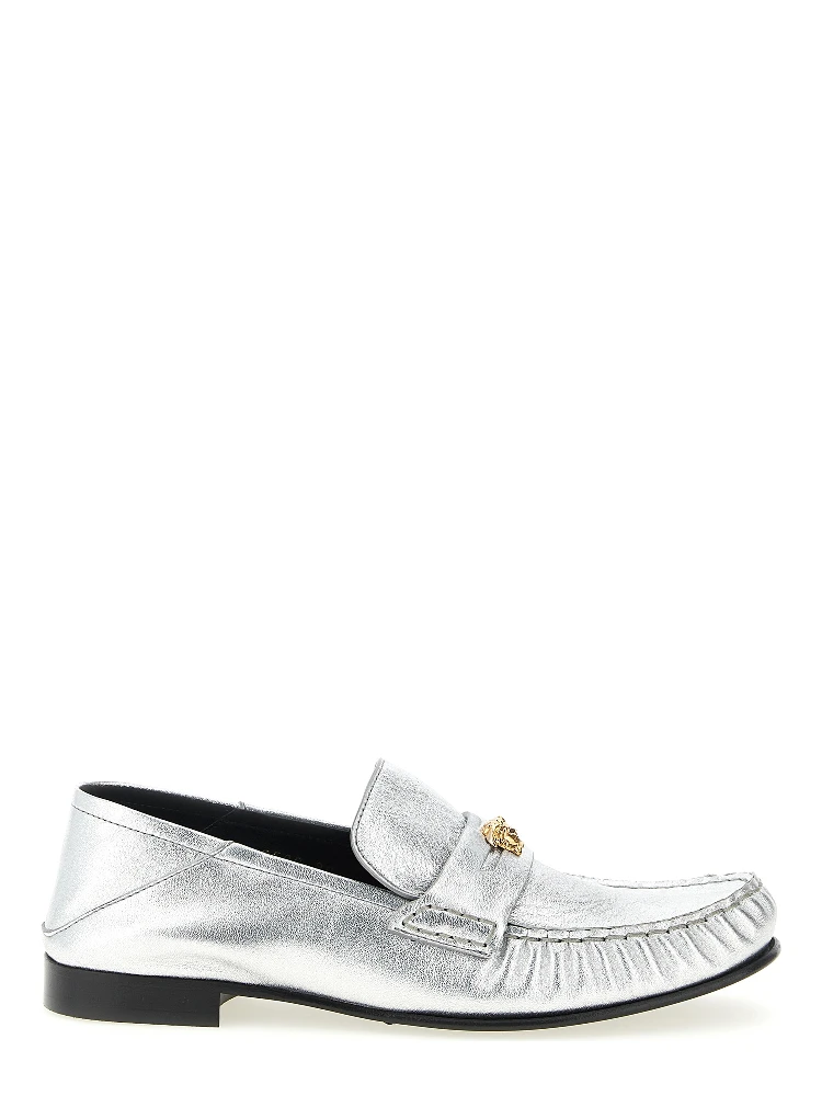 Silver Lamb Leather Slip-On Loafers