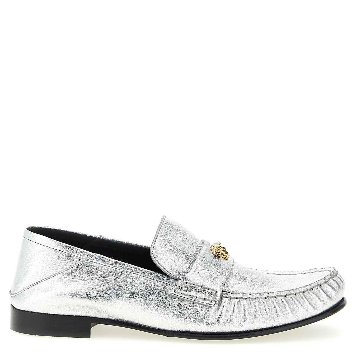 Silver Lamb Leather Slip-On Loafers