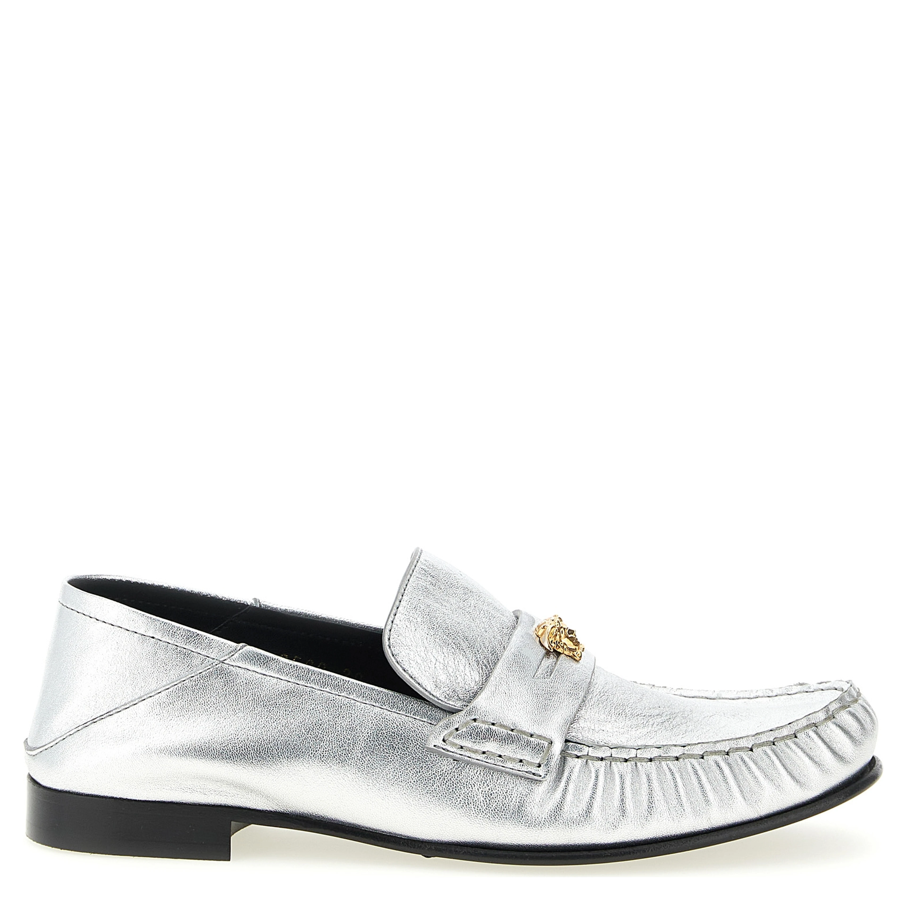Silver Lamb Leather Slip-On Loafers