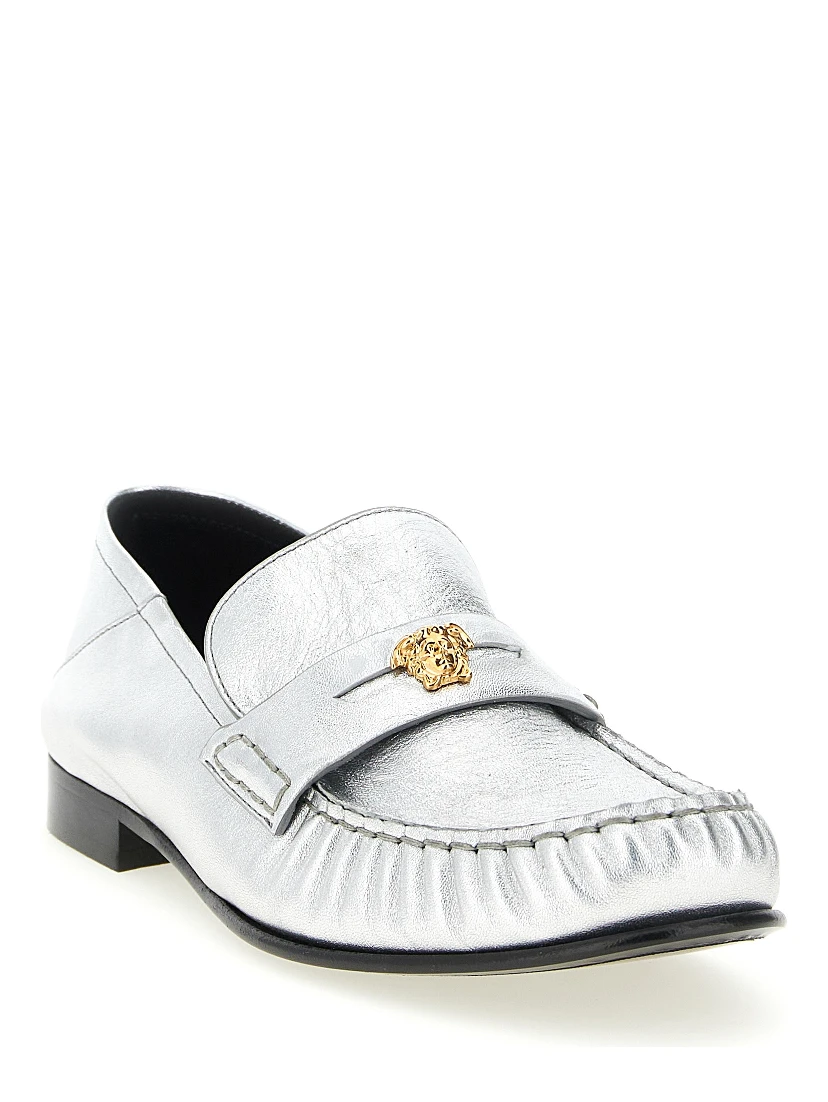 Silver Lamb Leather Slip-On Loafers