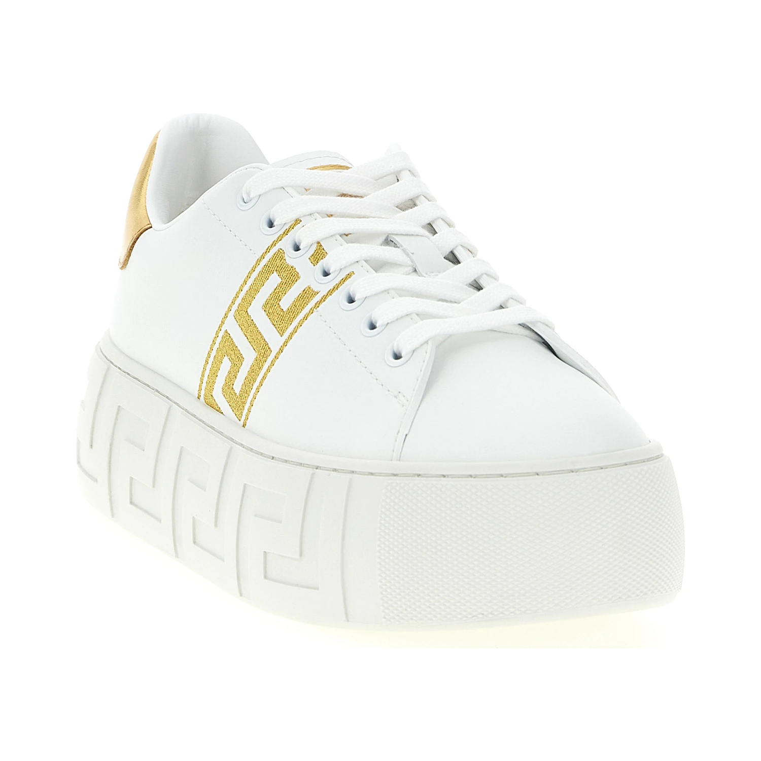 Gold Nylon Platform Sneakers