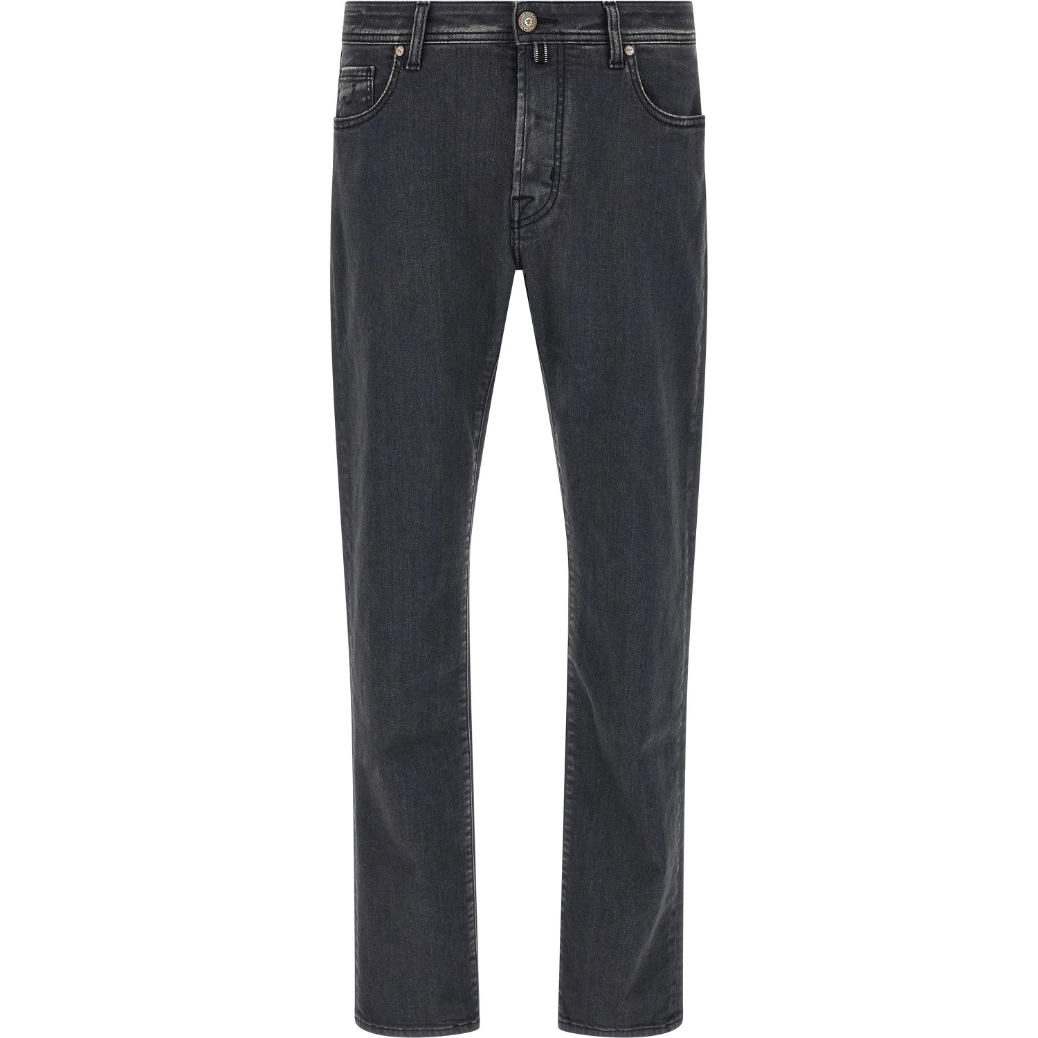 Gray Cotton Straight-Leg Jeans