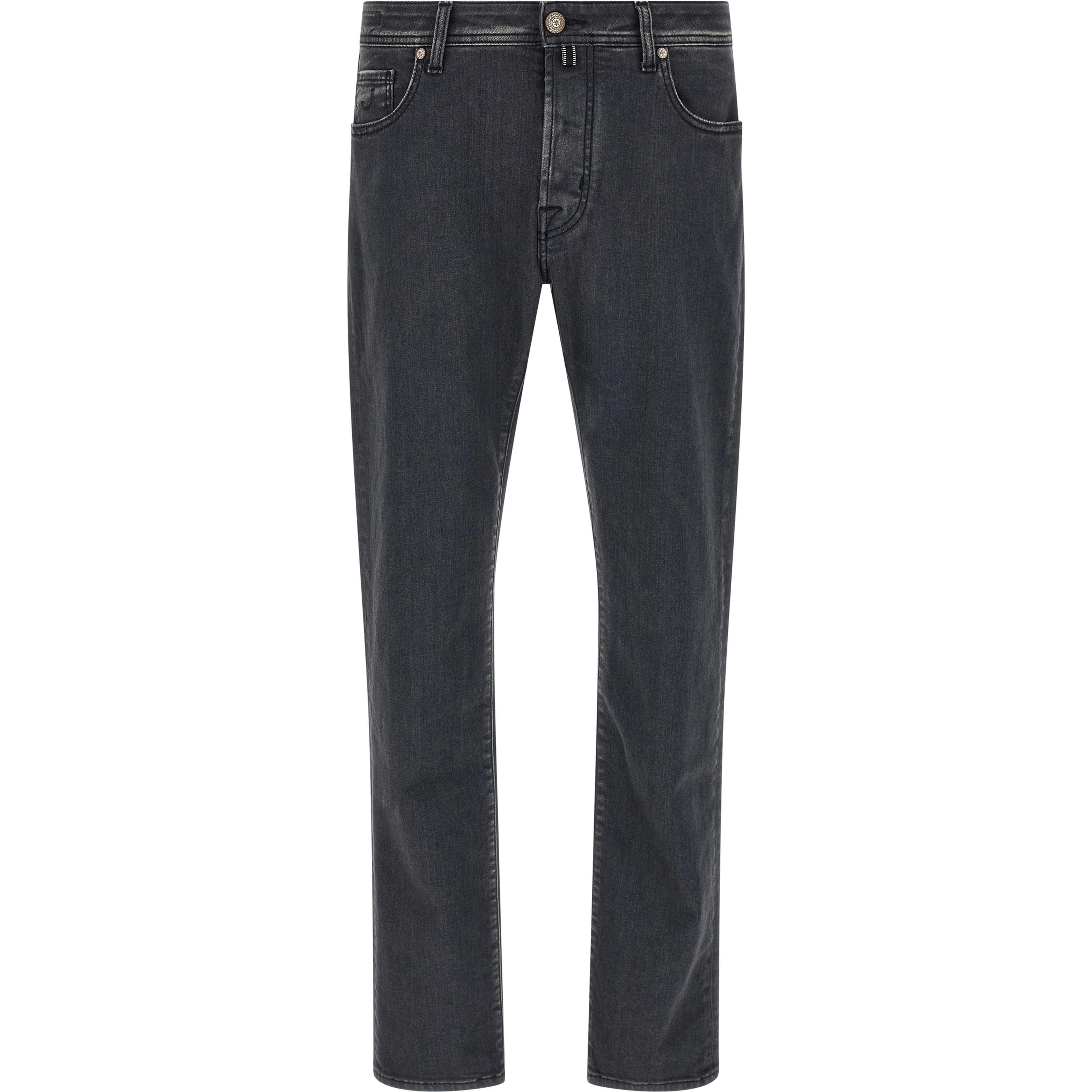 Gray Cotton Straight-Leg Jeans