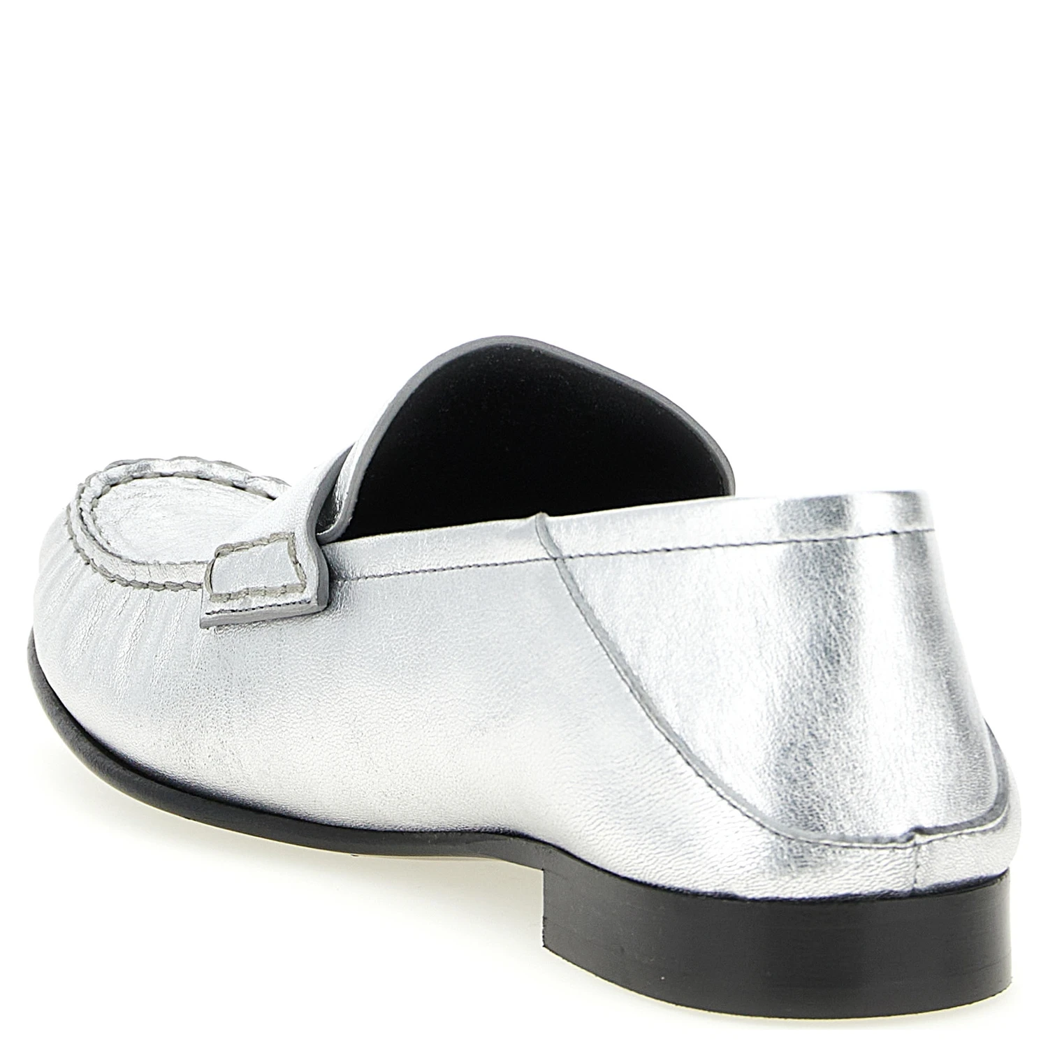 Silver Lamb Leather Slip-On Loafers