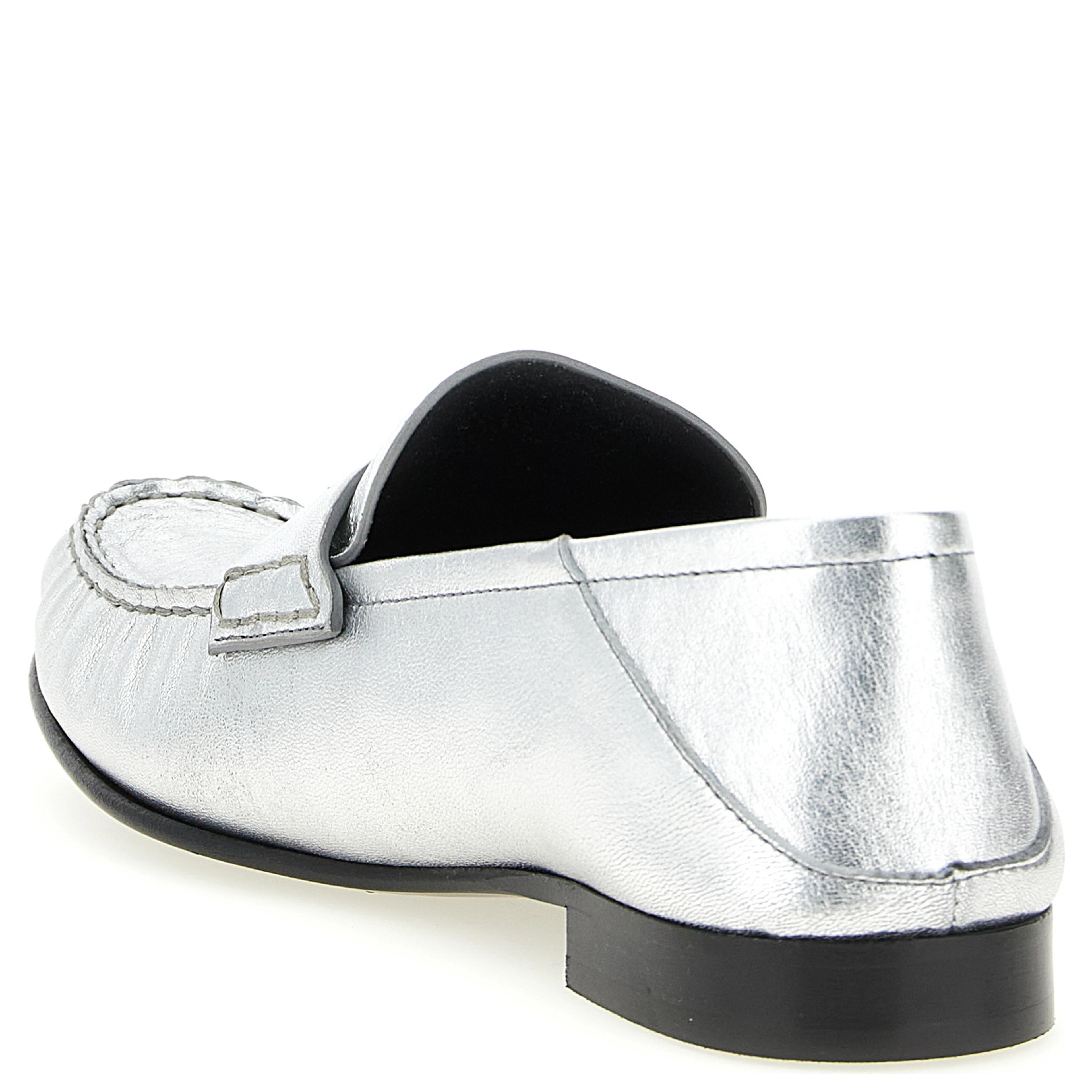 Silver Lamb Leather Slip-On Loafers