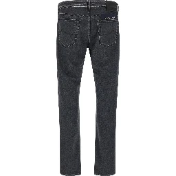 Gray Cotton Straight-Leg Jeans
