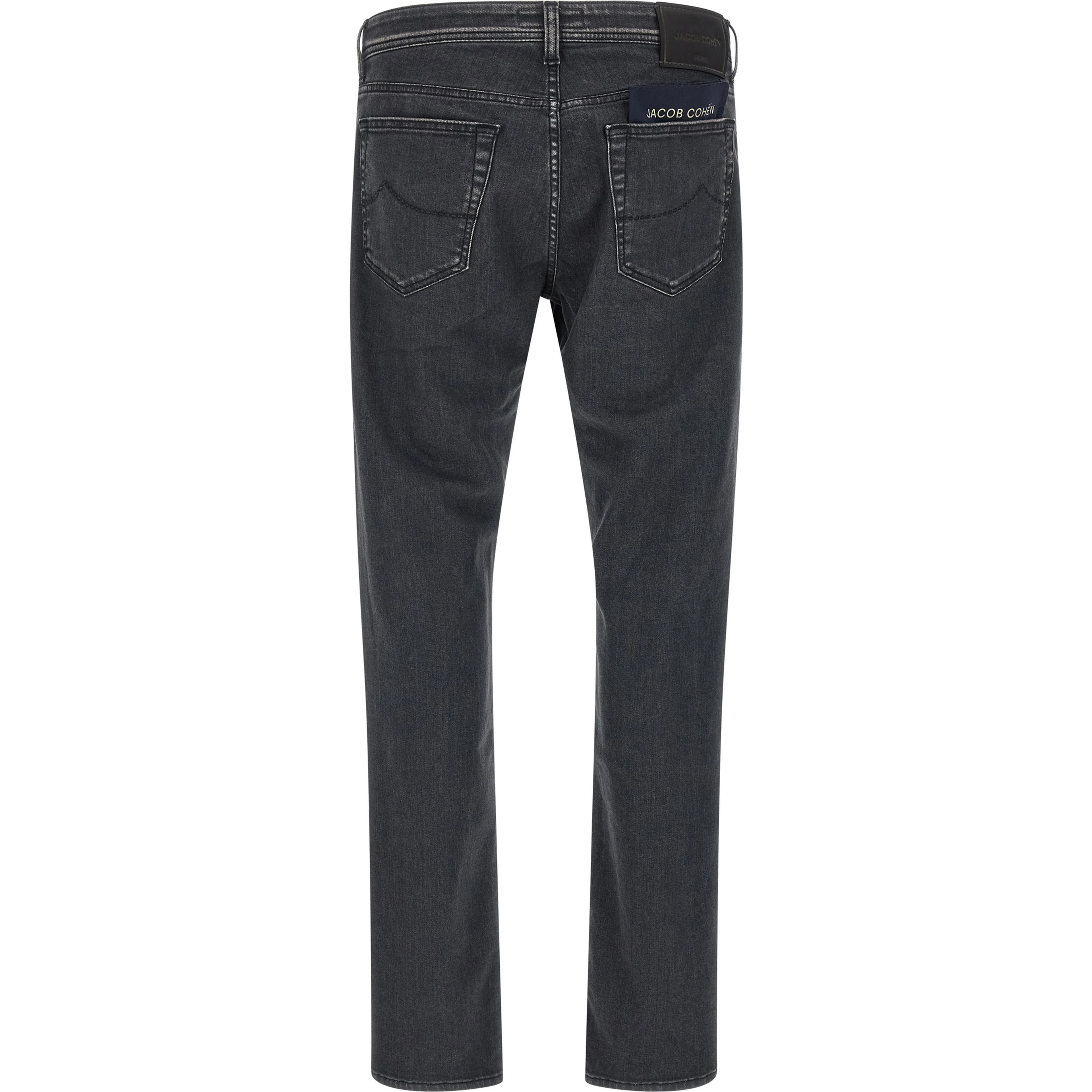 Gray Cotton Straight-Leg Jeans