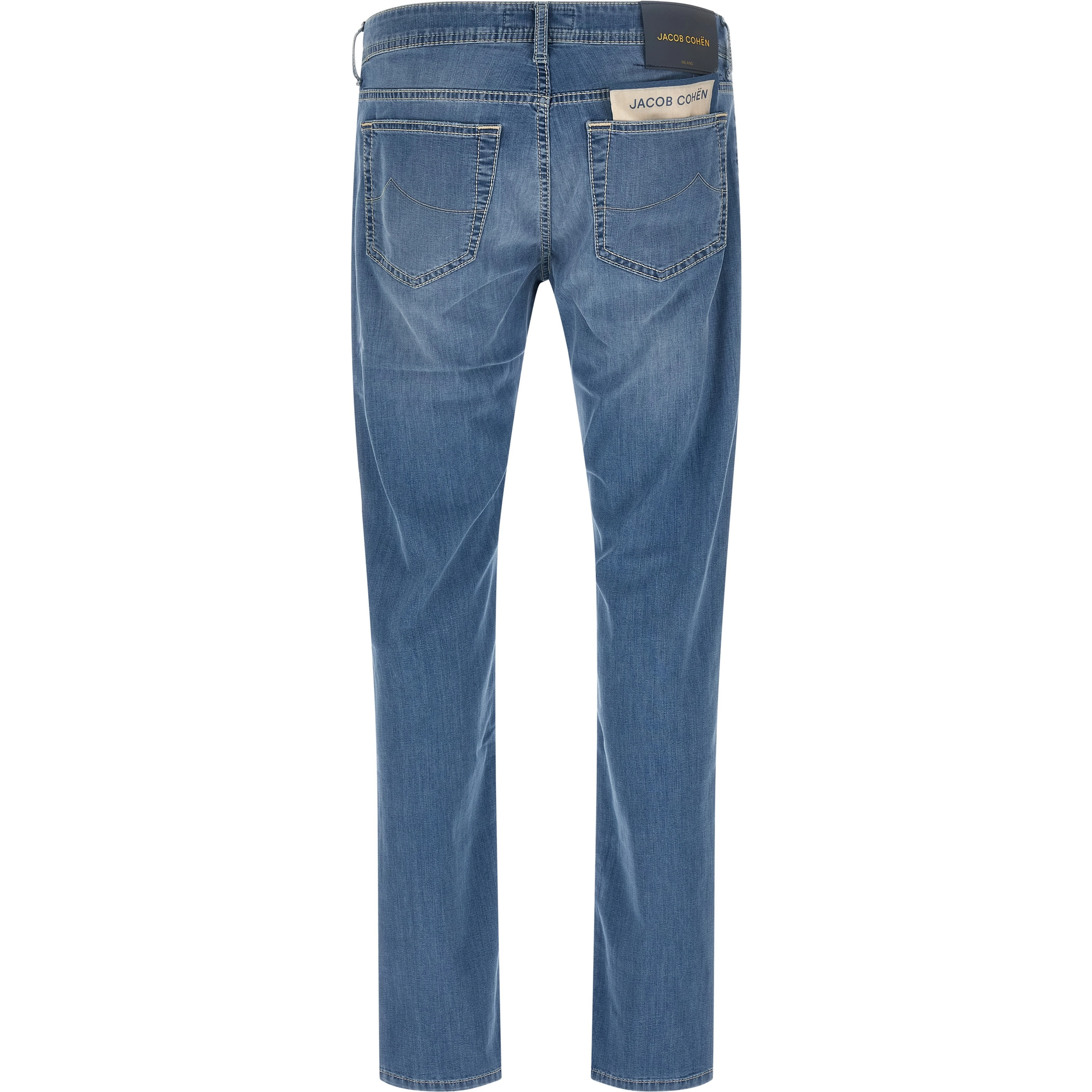 Blue Cotton Straight-Leg Jeans
