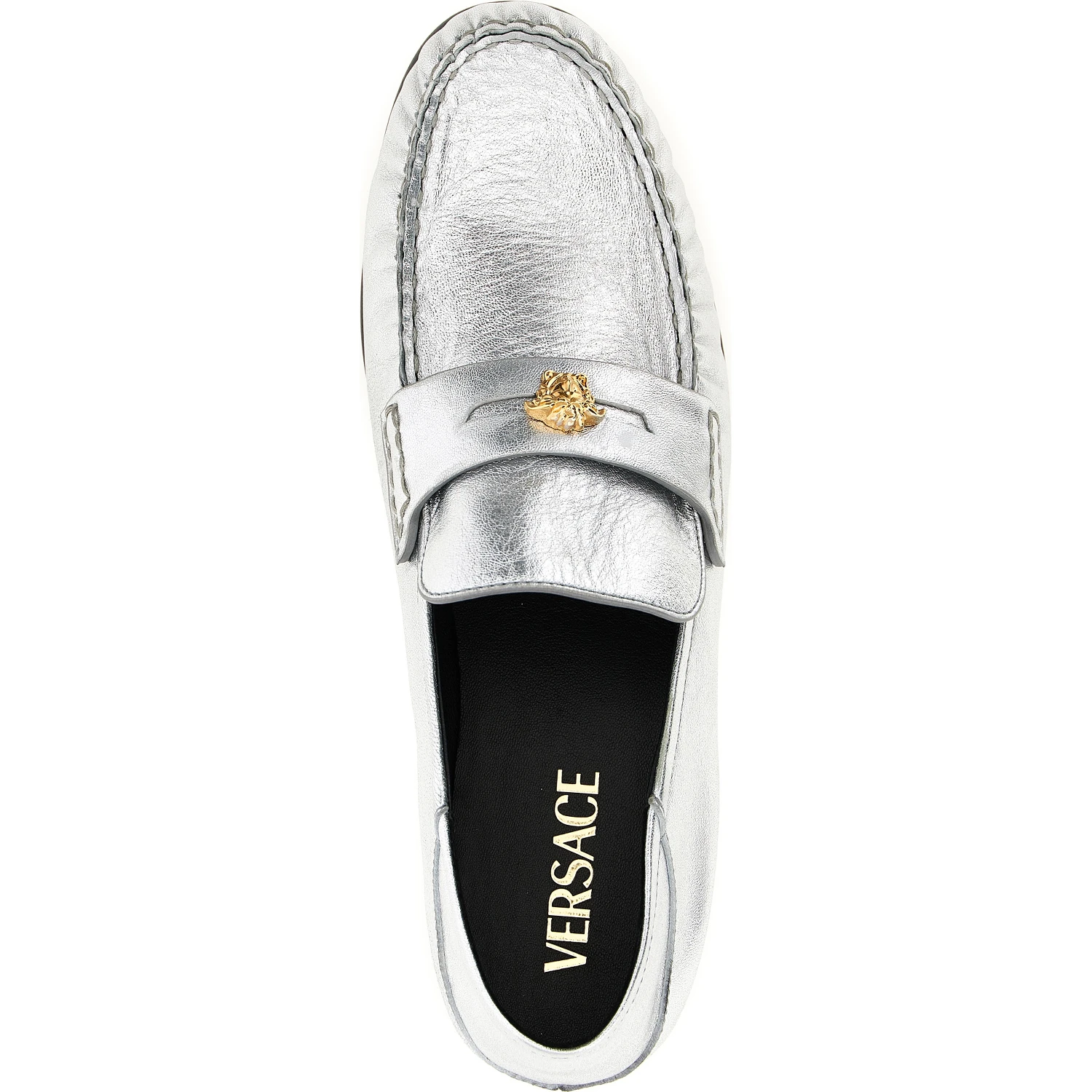 Silver Lamb Leather Slip-On Loafers