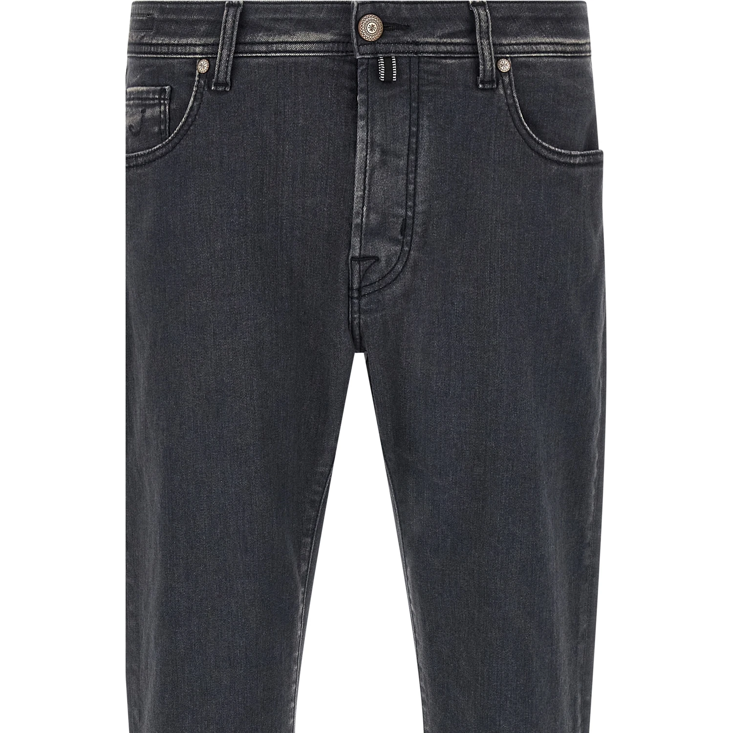 Gray Cotton Straight-Leg Jeans