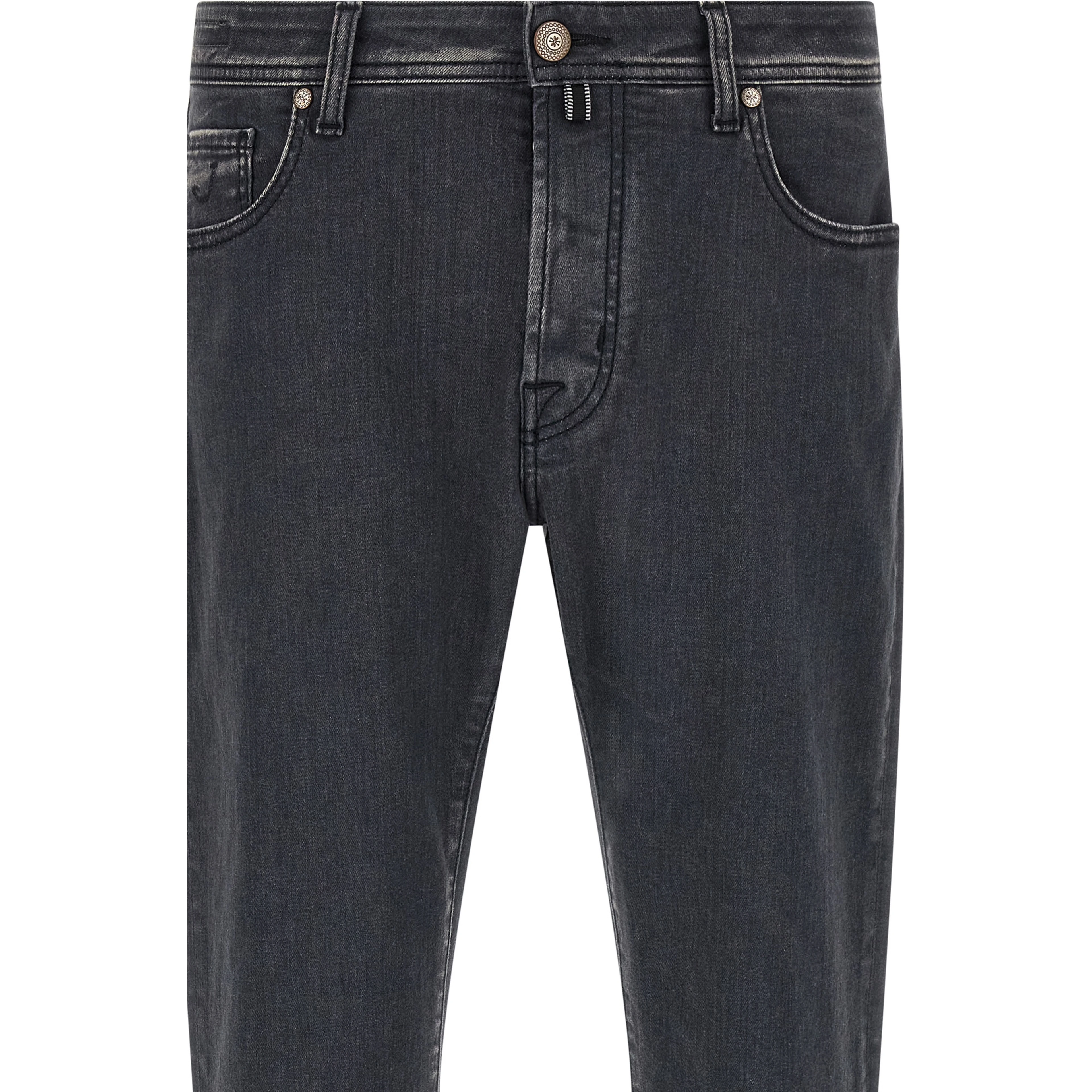 Gray Cotton Straight-Leg Jeans