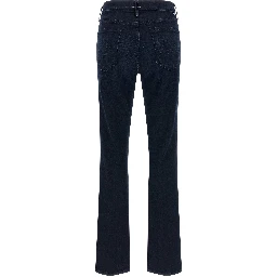 Blue Cotton Flared Jeans