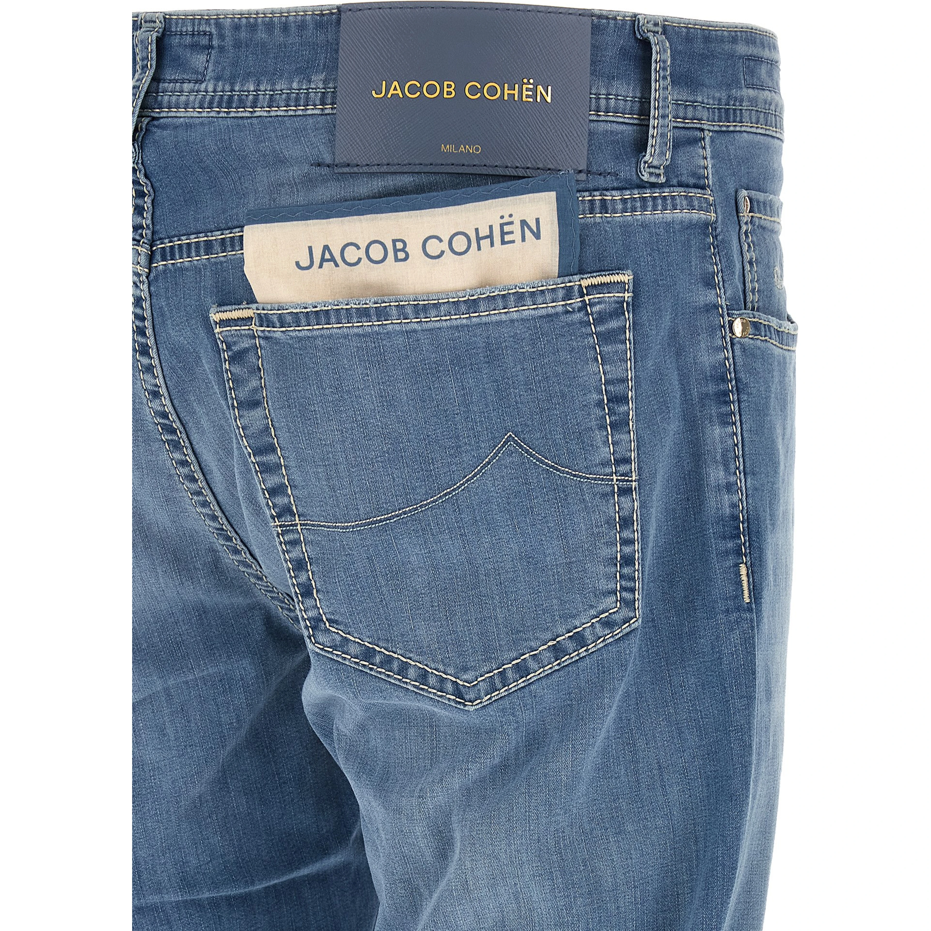 Blue Cotton Straight-Leg Jeans