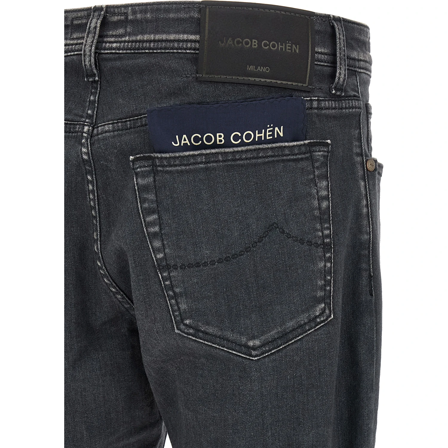 Gray Cotton Straight-Leg Jeans