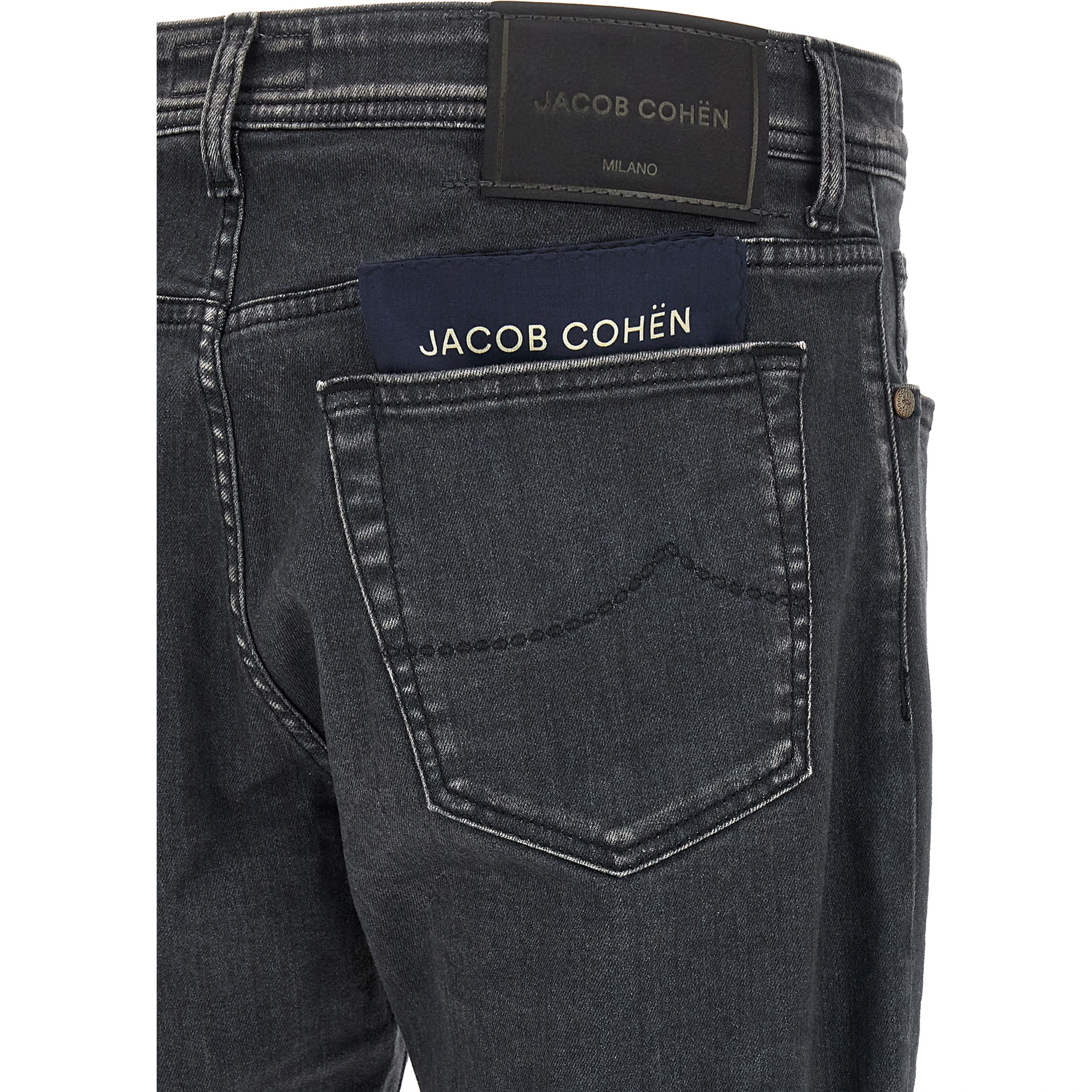 Gray Cotton Straight-Leg Jeans