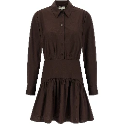 Brown Cotton Short Dress