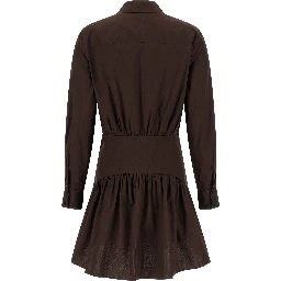 Brown Cotton Short Dress
