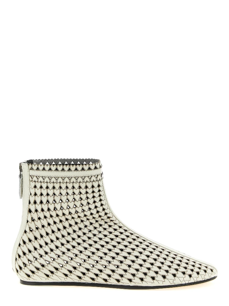 Beige Calfskin Ankle Boots