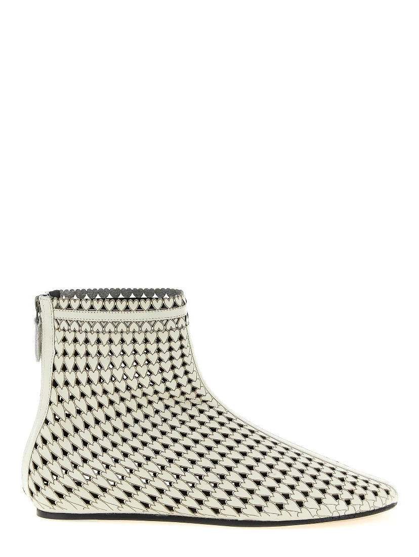 Beige Calfskin Ankle Boots