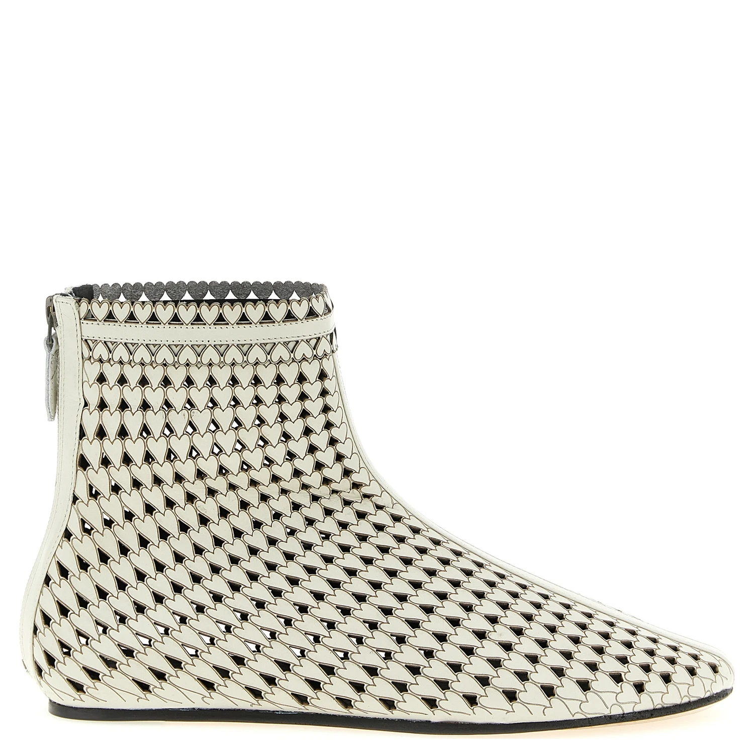 Beige Calfskin Ankle Boots