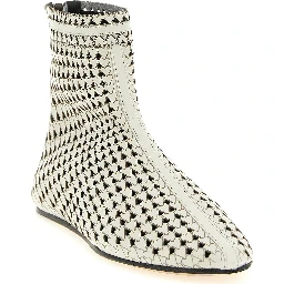 Beige Calfskin Ankle Boots