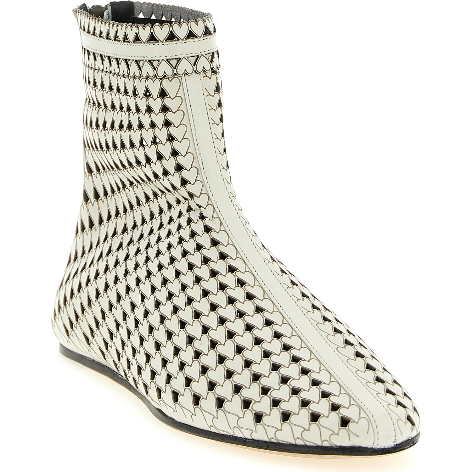 Beige Calfskin Ankle Boots