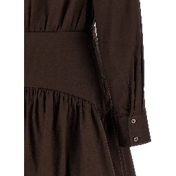 Brown Cotton Short Dress