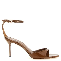 Brown Calfskin Stiletto Heel Sandals