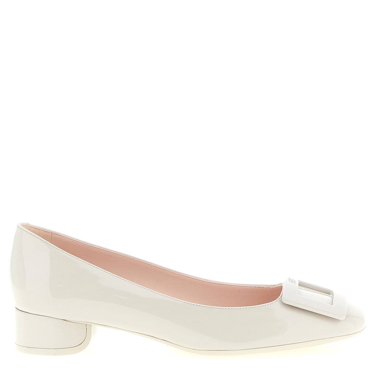 Gray Calfskin Mid Heel Pumps