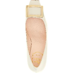 Gray Calfskin Mid Heel Pumps
