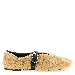 Beige Calfskin Ballet Flats
