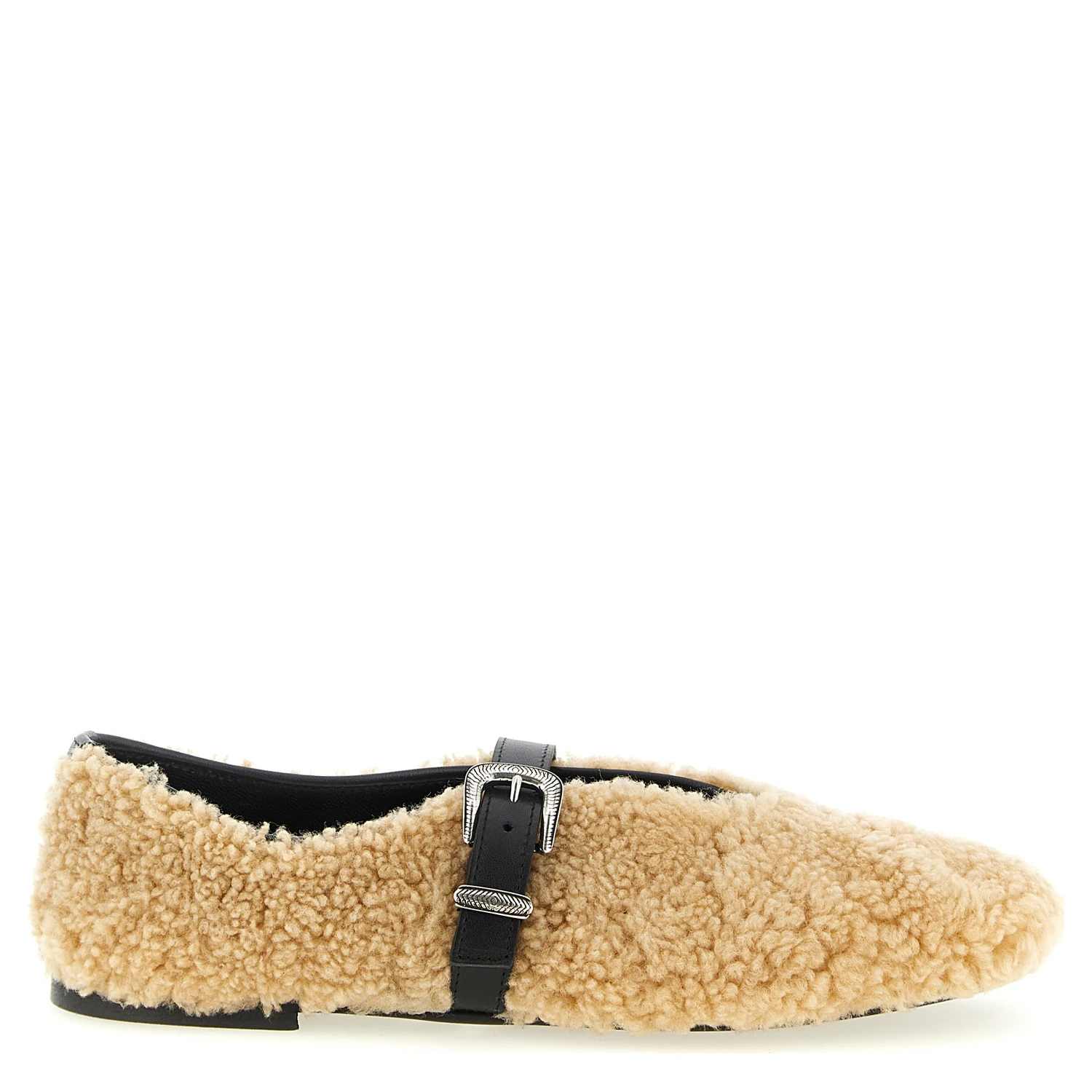 Beige Calfskin Ballet Flats