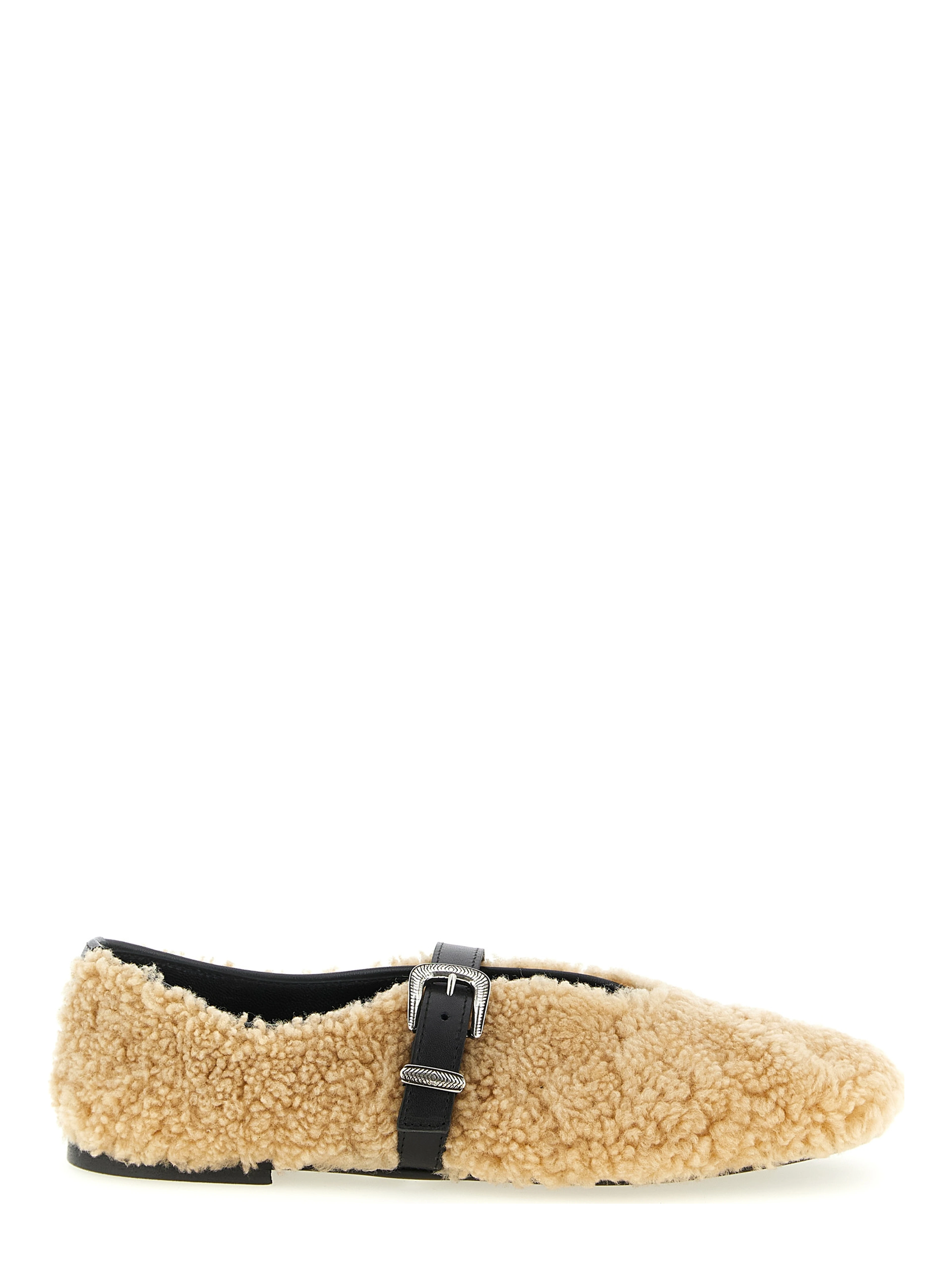 Beige Calfskin Ballet Flats