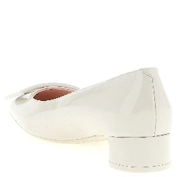 Gray Calfskin Mid Heel Pumps