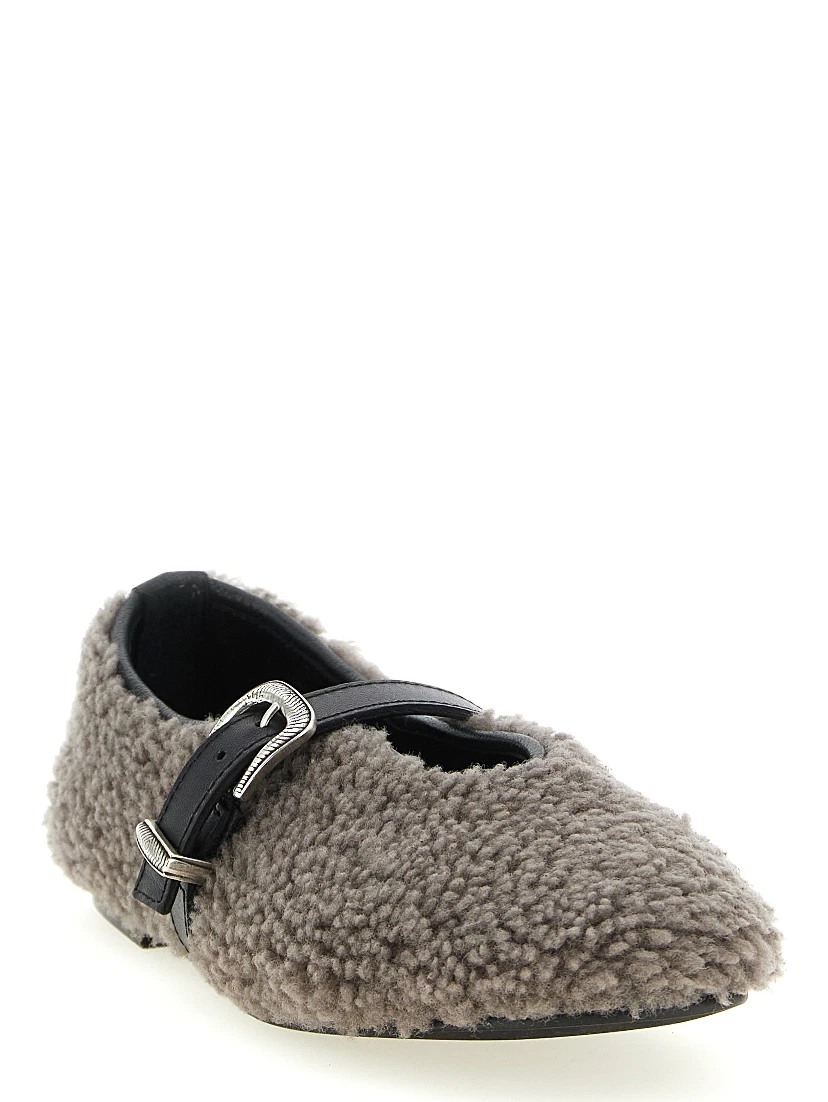 Gray Calfskin Ballet Flats