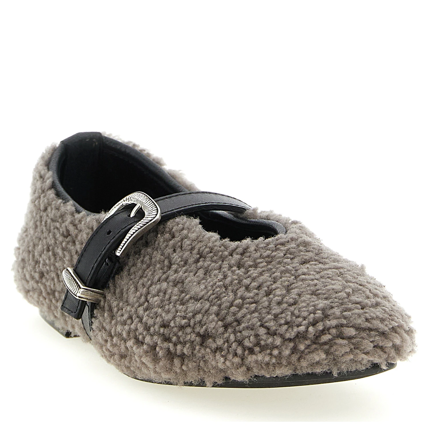 Gray Calfskin Ballet Flats